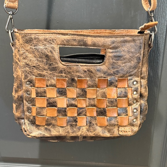 Bed Stu Keiki Brown and Tan Checkered Crossbody Bag - Picture 5 of 11